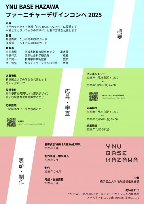 YNU BASE HAZAWA ファーニチャーデザインコンペ　　結果発表